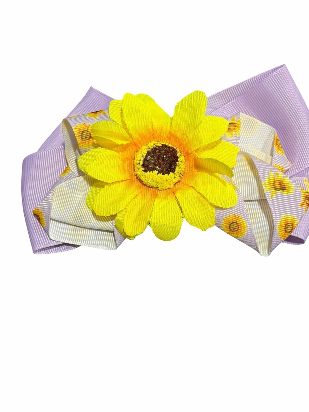 Sunflower Bow Hair Clip in Yellow and Lavender